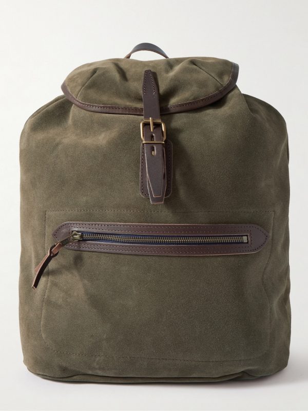 Camp Leather-Trimmed Suede Backpack Camp Leather-Trimmed Suede Backpack