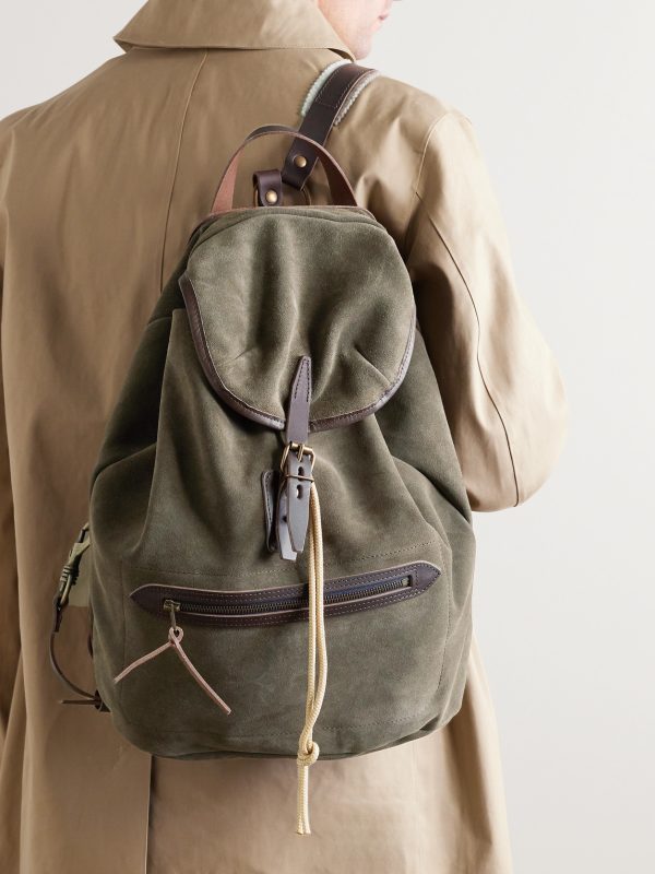 Camp Leather-Trimmed Suede Backpack - OU Camp Leather-Trimmed Suede Backpack - OU