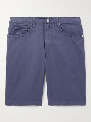 Straight-Leg Stretch-Cotton Bermuda Shorts