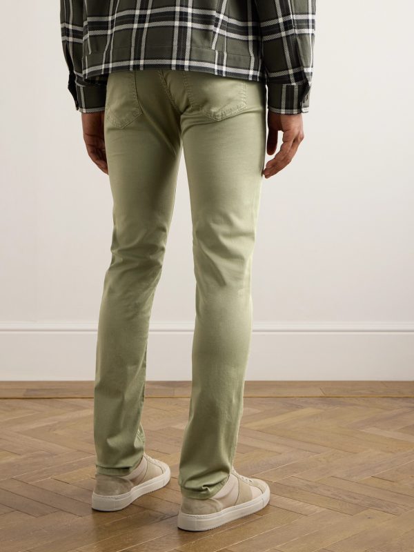 Slim-Fit Cotton-Blend Trousers - BK Slim-Fit Cotton-Blend Trousers - BK