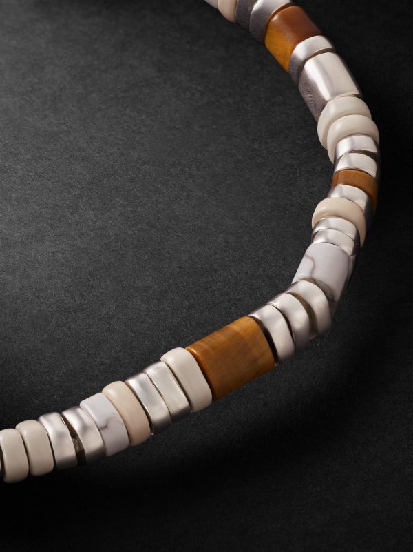 Sterling Silver, Tiger's Eye, Howlite Enamel Beaded Bracelet - CU Sterling Silver, Tiger's Eye, Howlite Enamel Beaded Bracelet - CU