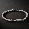 Sterling Silver, Tiger's Eye, Howlite Enamel Beaded Bracelet Sterling Silver, Tiger's Eye, Howlite Enamel Beaded Bracelet