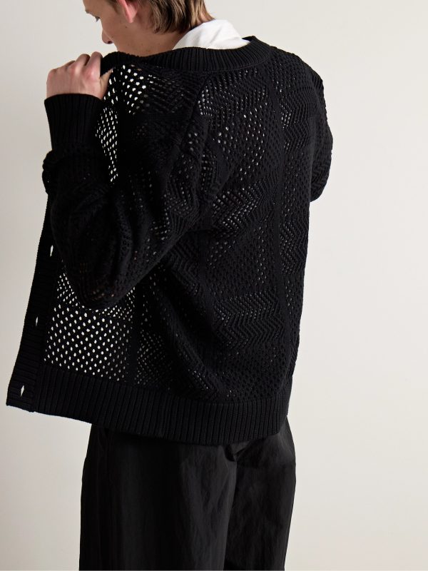 Open-Knit Cotton Cardigan - BK Open-Knit Cotton Cardigan - BK