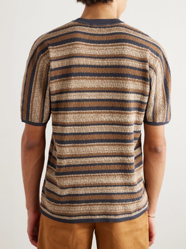 Striped Textured-Cotton T-Shirt - BK Striped Textured-Cotton T-Shirt - BK