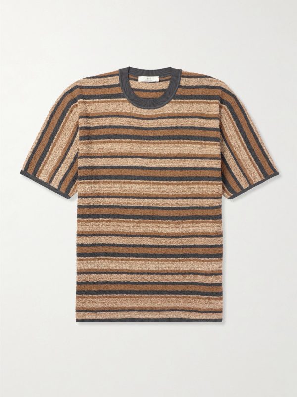 Striped Textured-Cotton T-Shirt Striped Textured-Cotton T-Shirt