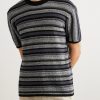 Striped Textured-Cotton T-Shirt - FR Striped Textured-Cotton T-Shirt - FR
