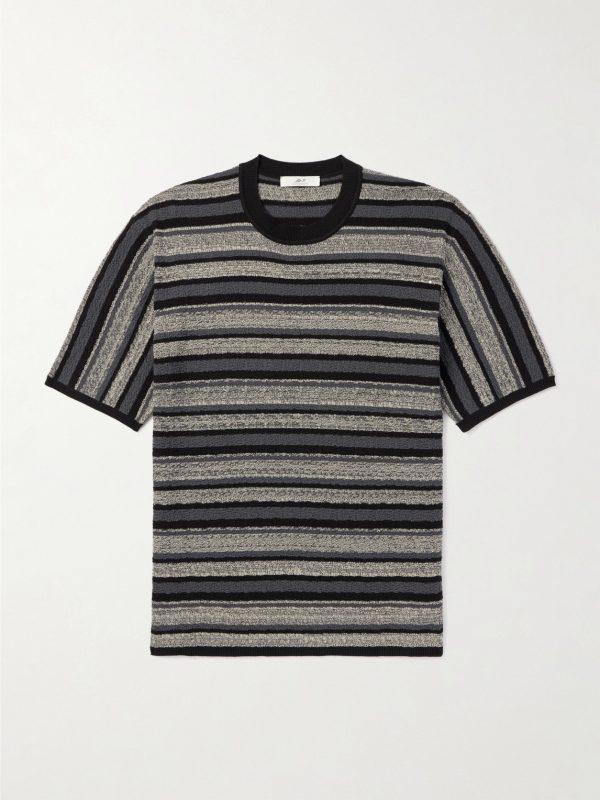 Striped Textured-Cotton T-Shirt Striped Textured-Cotton T-Shirt