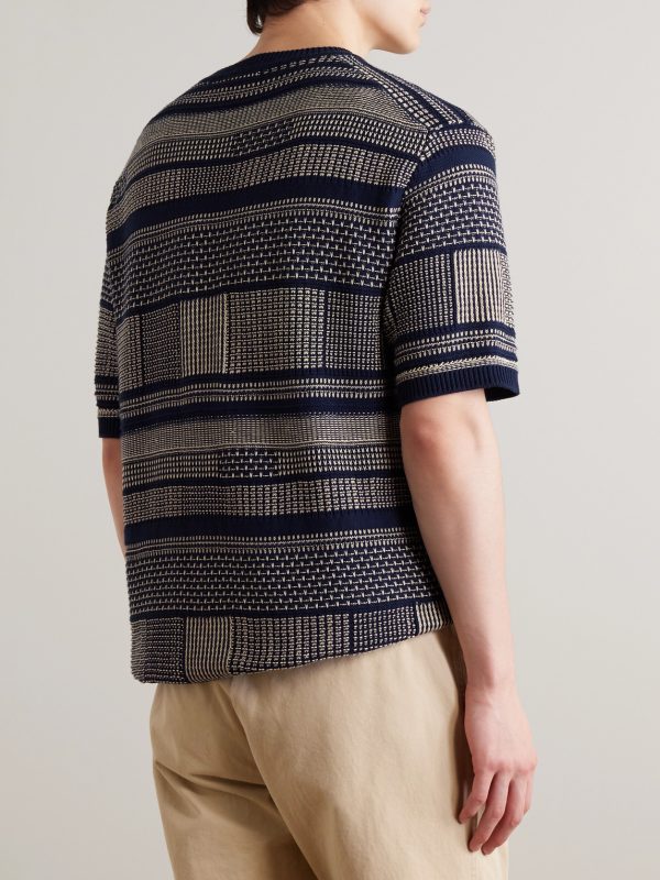 Jacquard-Knit Cotton T-Shirt - BK
