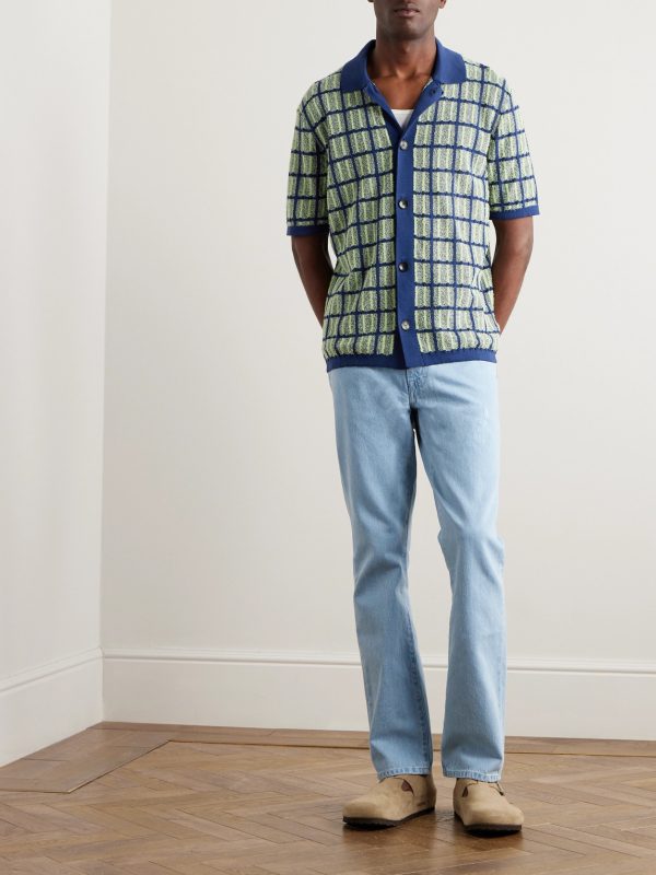Checked Cotton-Blend Shirt - OU Checked Cotton-Blend Shirt - OU