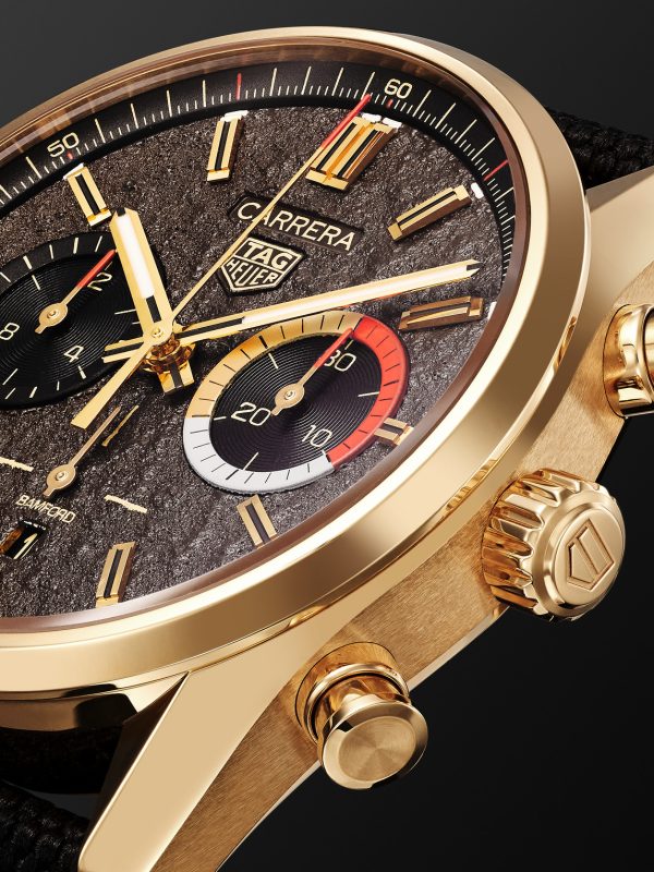 + TAG Heuer Carrera Limited Edition Automatic 42mm 18-Karat Gold and Canvas Watch - CU + TAG Heuer Carrera Limited Edition Automatic 42mm 18-Karat Gold and Canvas Watch - CU