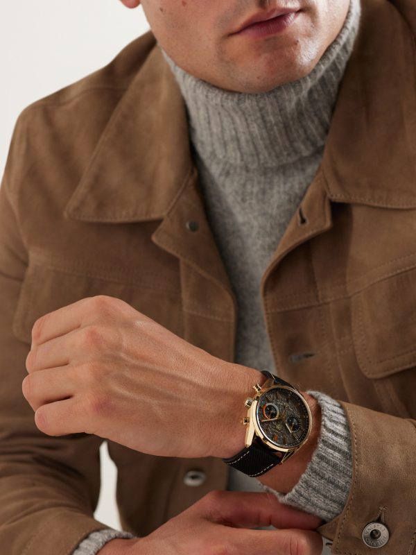 + TAG Heuer Carrera Limited Edition Automatic 42mm 18-Karat Gold and Canvas Watch - OU + TAG Heuer Carrera Limited Edition Automatic 42mm 18-Karat Gold and Canvas Watch - OU
