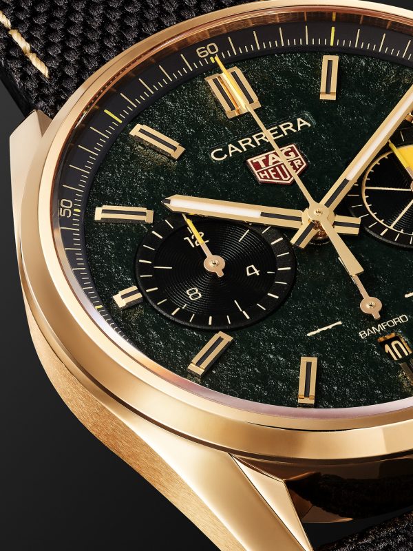 + TAG Heuer Carrera Limited Edition Automatic 42mm 18-Karat Gold and Canvas Watch - CU + TAG Heuer Carrera Limited Edition Automatic 42mm 18-Karat Gold and Canvas Watch - CU