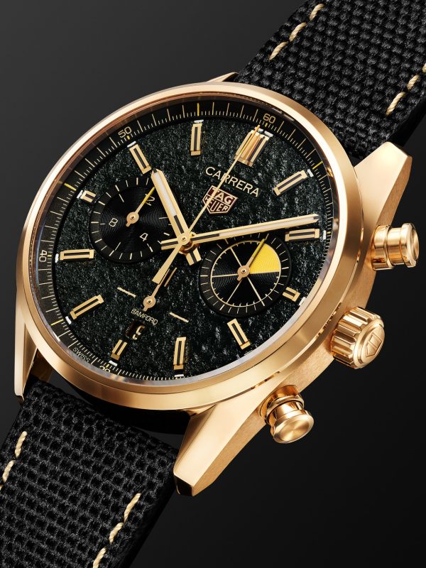 + TAG Heuer Carrera Limited Edition Automatic 42mm 18-Karat Gold and Canvas Watch - FR + TAG Heuer Carrera Limited Edition Automatic 42mm 18-Karat Gold and Canvas Watch - FR