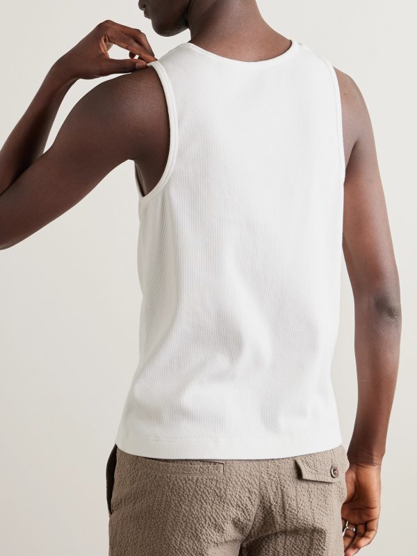 Ribbed Stretch-Cotton Jersey Tank Top - BK Ribbed Stretch-Cotton Jersey Tank Top - BK