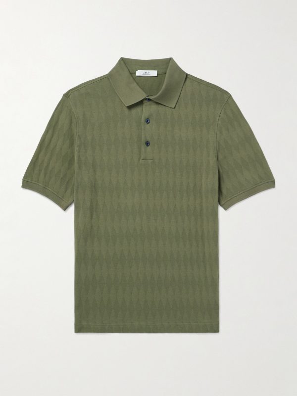 Golf Jacquard-Knit Organic Cotton Polo Shirt Golf Jacquard-Knit Organic Cotton Polo Shirt