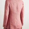Double-Breasted Linen Suit Jacket - BK Double-Breasted Linen Suit Jacket - BK