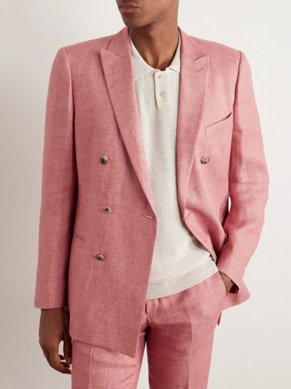 Double-Breasted Linen Suit Jacket - FR Double-Breasted Linen Suit Jacket - FR
