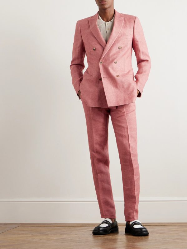 Double-Breasted Linen Suit Jacket - OU Double-Breasted Linen Suit Jacket - OU
