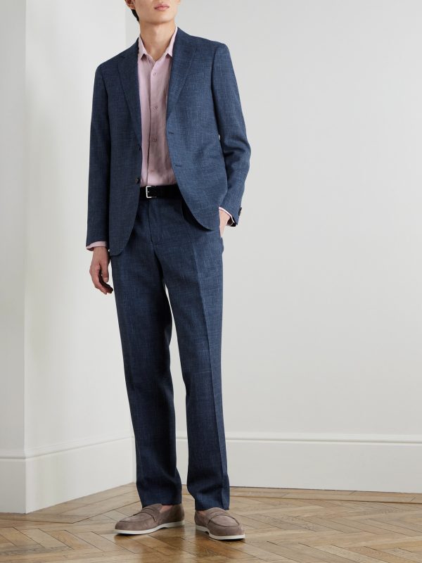 Mike Straight-Leg Pleated Wool, Silk and Linen-Blend Suit Trousers - OU Mike Straight-Leg Pleated Wool, Silk and Linen-Blend Suit Trousers - OU