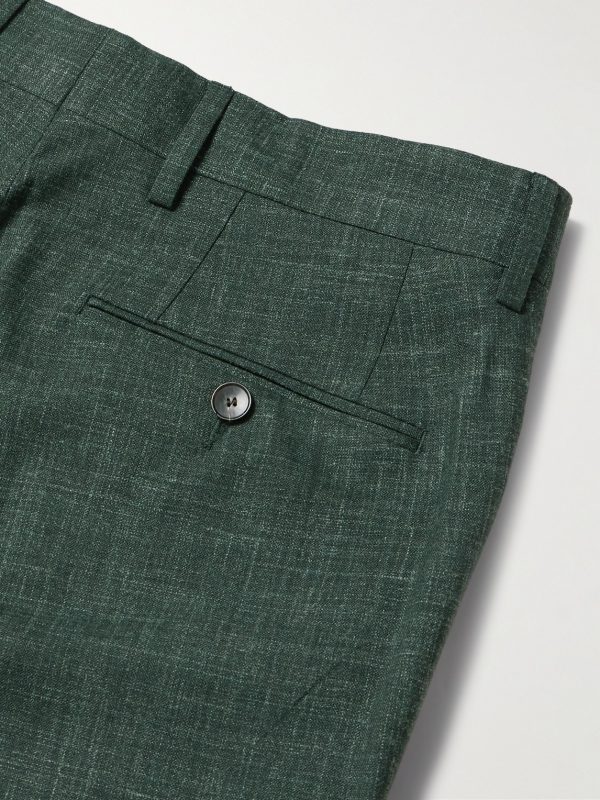Mike Straight-Leg Pleated Wool, Silk and Linen-Blend Suit Trousers - CU Mike Straight-Leg Pleated Wool, Silk and Linen-Blend Suit Trousers - CU