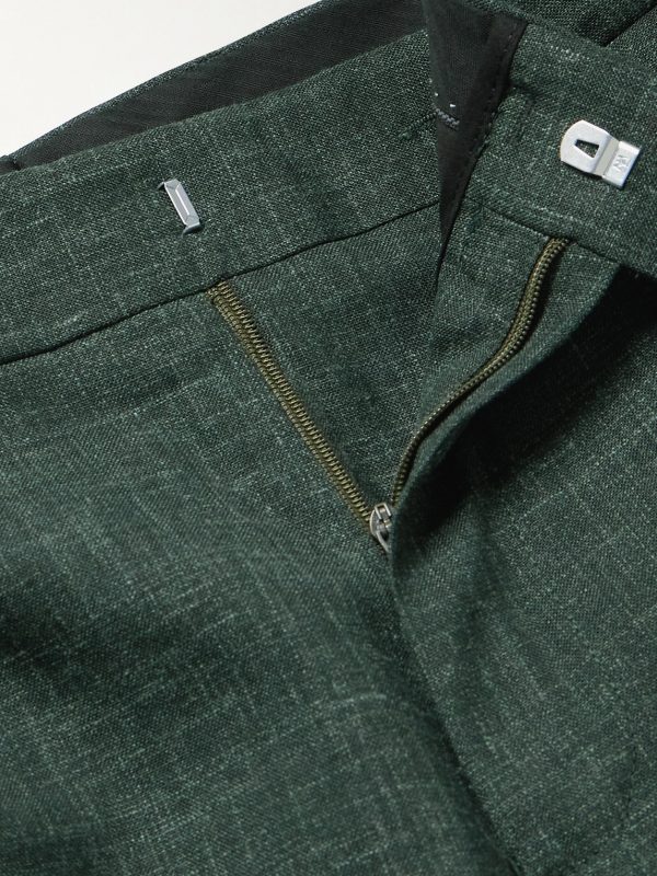Mike Straight-Leg Pleated Wool, Silk and Linen-Blend Suit Trousers - E1 Mike Straight-Leg Pleated Wool, Silk and Linen-Blend Suit Trousers - E1