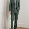 Mike Straight-Leg Pleated Wool, Silk and Linen-Blend Suit Trousers - OU Mike Straight-Leg Pleated Wool, Silk and Linen-Blend Suit Trousers - OU