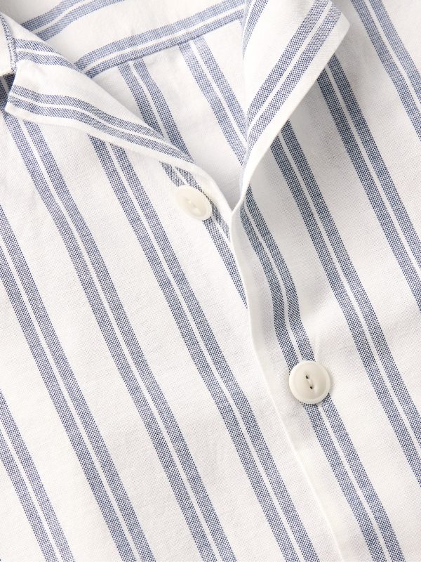 Glanshirt Camp-Collar Striped Cotton Oxford Shirt - CU Glanshirt Camp-Collar Striped Cotton Oxford Shirt - CU
