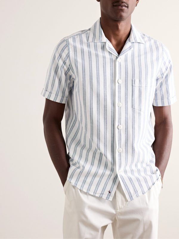Glanshirt Camp-Collar Striped Cotton Oxford Shirt - FR Glanshirt Camp-Collar Striped Cotton Oxford Shirt - FR