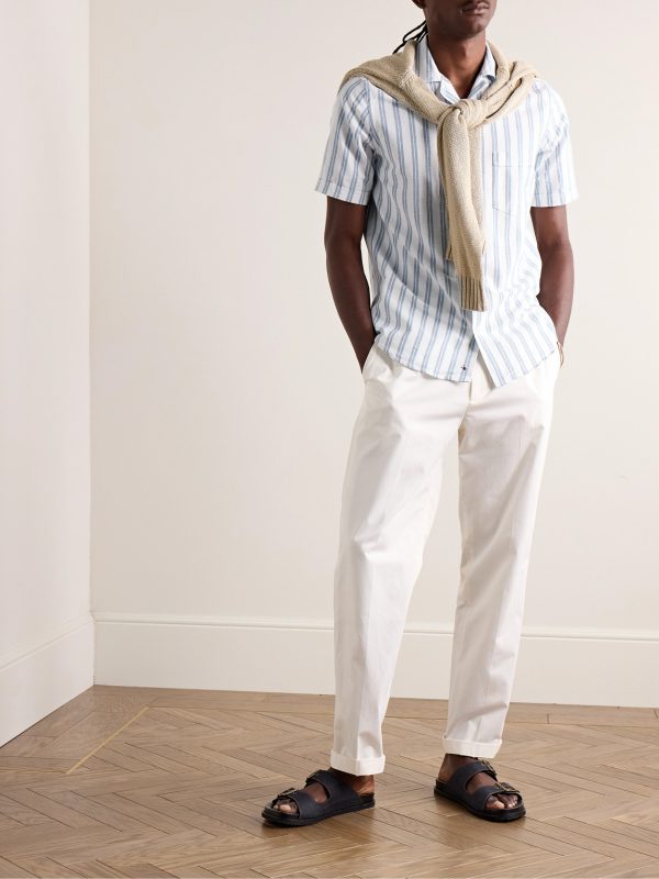 Glanshirt Camp-Collar Striped Cotton Oxford Shirt - OU Glanshirt Camp-Collar Striped Cotton Oxford Shirt - OU