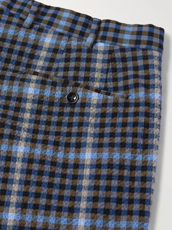 Venezia 1951 Straight-Leg Checked Cotton-Blend Seersucker Shorts - CU Venezia 1951 Straight-Leg Checked Cotton-Blend Seersucker Shorts - CU