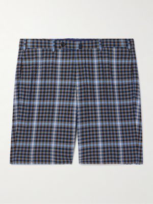 Venezia 1951 Straight-Leg Checked Cotton-Blend Seersucker Shorts Venezia 1951 Straight-Leg Checked Cotton-Blend Seersucker Shorts