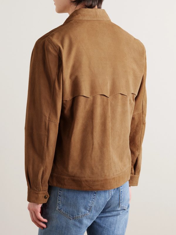 Perforated Suede Blouson Jacket - BK