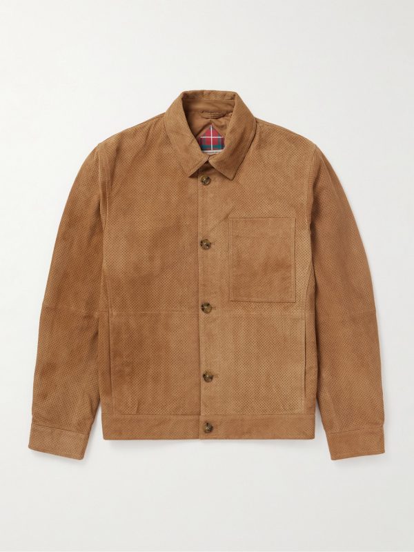 Perforated Suede Blouson Jacket