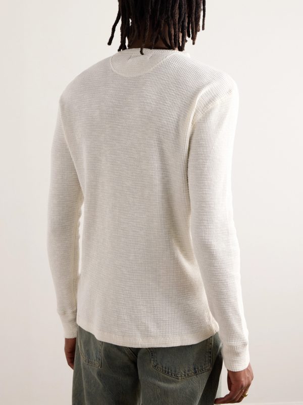 Slim-Fit Waffle-Knit Cotton Henley T-Shirt - BK Slim-Fit Waffle-Knit Cotton Henley T-Shirt - BK