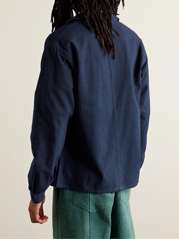 French Logo-Embroidered Patchwork Organic Cotton-Canvas Jacket - BK French Logo-Embroidered Patchwork Organic Cotton-Canvas Jacket - BK