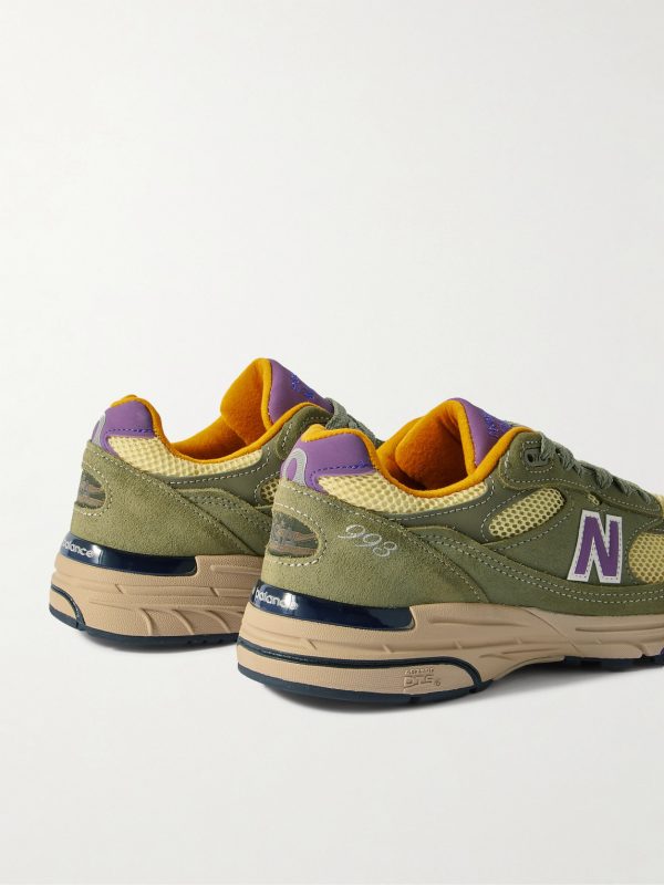 993 Leather-Trimmed Mesh and Suede Sneakers - BK