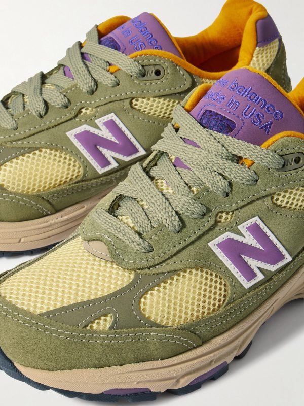 993 Leather-Trimmed Mesh and Suede Sneakers - CU