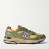 993 Leather-Trimmed Mesh and Suede Sneakers