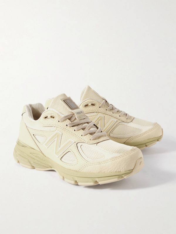 MiUS 990v4 Rubber and Mesh-Trimmed Full-Grain Leather Sneakers - FR