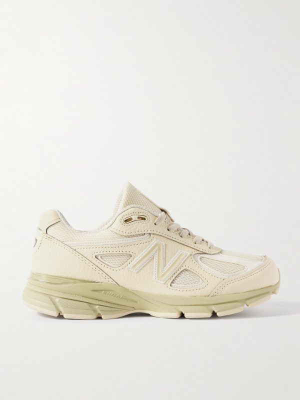 MiUS 990v4 Rubber and Mesh-Trimmed Full-Grain Leather Sneakers