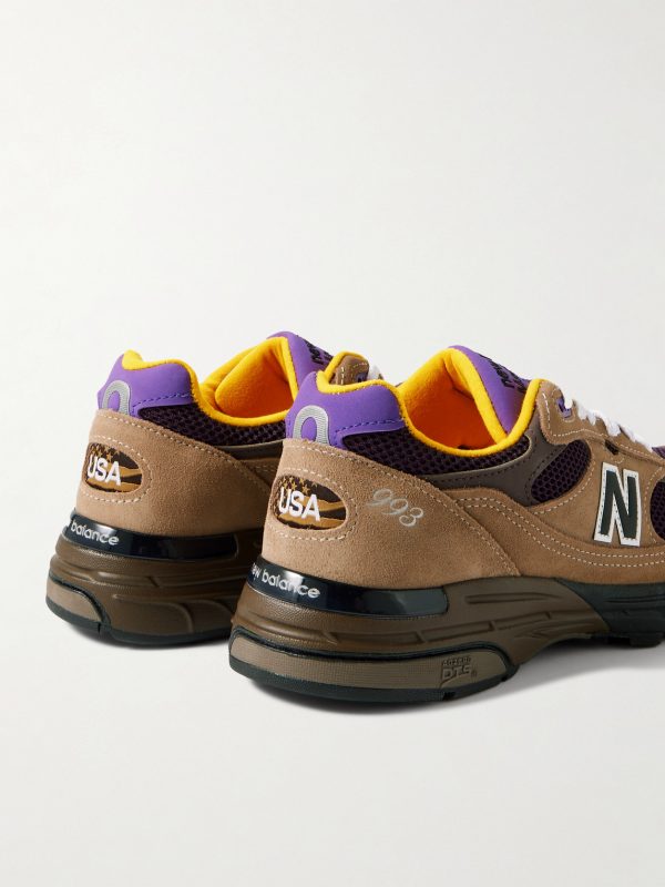 993 Leather-Trimmed Mesh and Suede Sneakers - BK