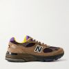 993 Leather-Trimmed Mesh and Suede Sneakers