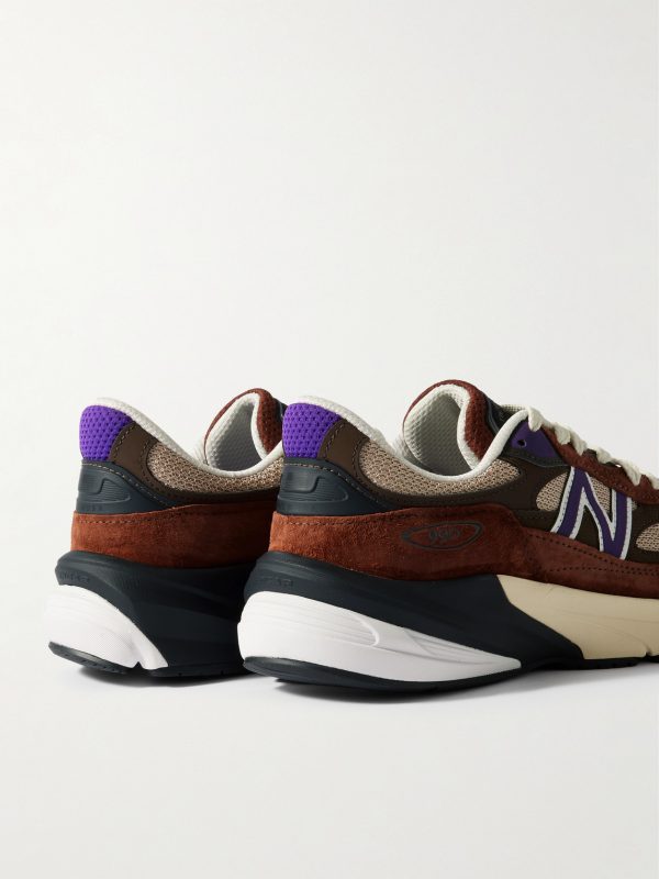 990v6 Leather-Trimmed Suede and Mesh Sneakers - BK