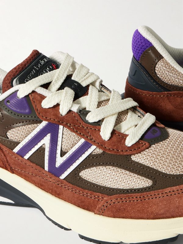 990v6 Leather-Trimmed Suede and Mesh Sneakers - CU