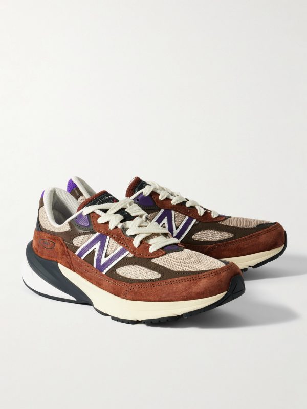 990v6 Leather-Trimmed Suede and Mesh Sneakers - FR