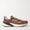 990v6 Leather-Trimmed Suede and Mesh Sneakers