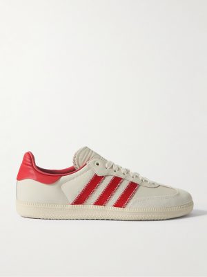 + Pharrell Williams Humanrace Samba Suede-Trimmed Leather Sneakers + Pharrell Williams Humanrace Samba Suede-Trimmed Leather Sneakers