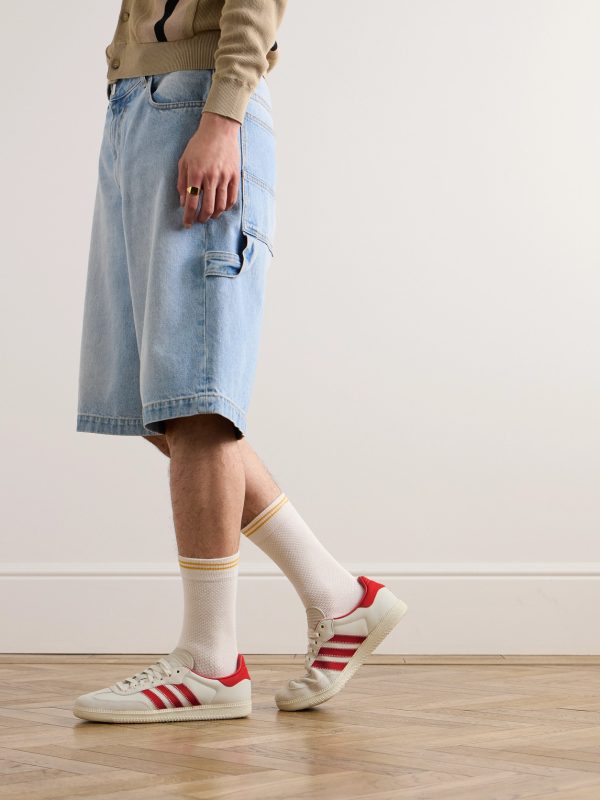 + Pharrell Williams Humanrace Samba Suede-Trimmed Leather Sneakers - OU + Pharrell Williams Humanrace Samba Suede-Trimmed Leather Sneakers - OU