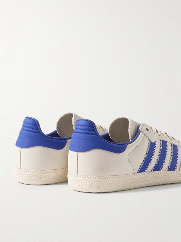 + Pharrell Williams Humanrace Samba Suede-Trimmed Leather Sneakers - BK + Pharrell Williams Humanrace Samba Suede-Trimmed Leather Sneakers - BK