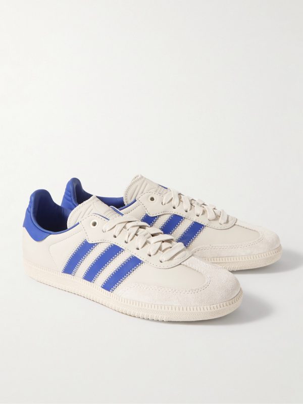 + Pharrell Williams Humanrace Samba Suede-Trimmed Leather Sneakers - FR + Pharrell Williams Humanrace Samba Suede-Trimmed Leather Sneakers - FR
